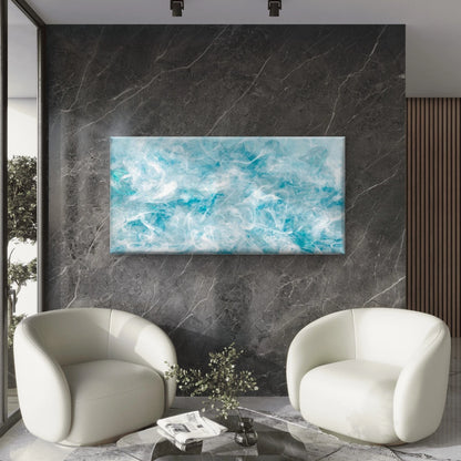 Smoke Texture Blue Abstract Wall Art Canvas Office Home Room Framed 120x60cm