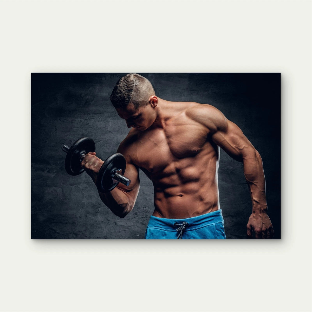 Muscular Athlete Lifting Dumbbell 5mm thick Plastic Poster Ready to Hang 90x60cm