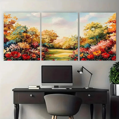 3pcs Nature Landscape Colorful Garden Floral Metal Print Ready to Hang Art - Bella Home Decor