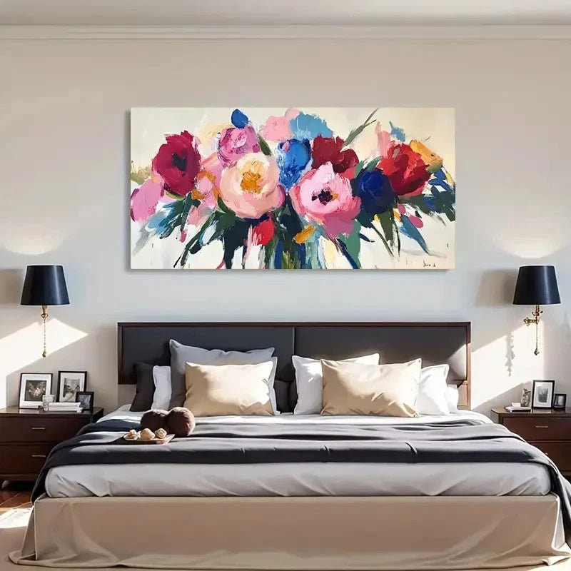 Abstract Floral Multi-Color Wall Art Canvas Office Home Room Framed 120x60cm - Bella Home Decor