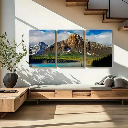 3pcs Lake Green Valley and Mountain Wall Art Set Canvas Framed 60x90cm - High Quality Print 100% Australian Made Wall Canvas Ready to Hang - Bella Home Decor