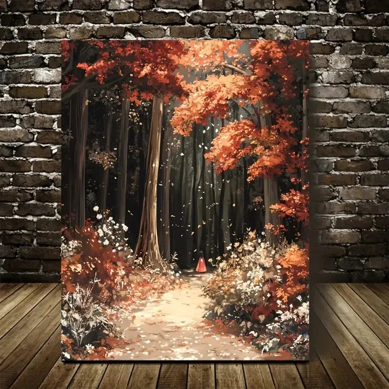 Flourishing Maple Forest Suitable Painting 40x60cm Metal Print Ready to Hang