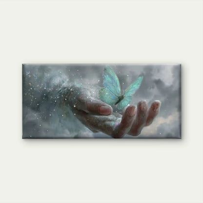 Luminous Butterfly & Floral Wall Art Canvas Office Home Room Framed 120x60cm