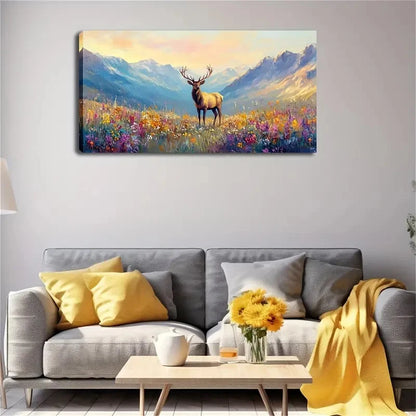 Abstract Deer Blooming Flower Wall Art Canvas Office Home Room Framed 120x60cm