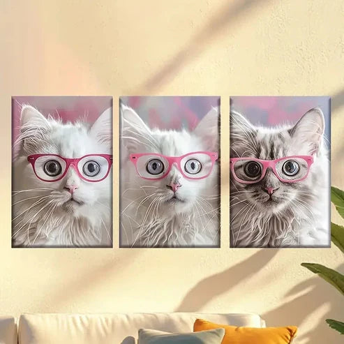 3pcs Pink Glasses Design Wall Art Canvas Unframed – High Quality Print 100% Australian Made Wall Canvas