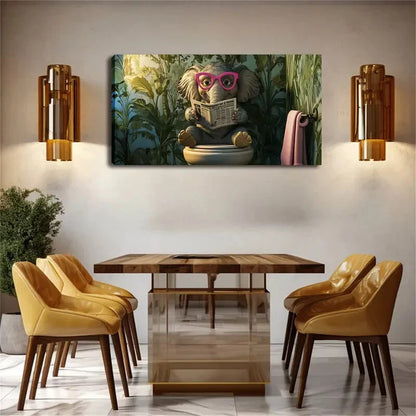 Whimsical Elephant Sitting Wall Art Canvas Office Home Room Framed 120x60cm - Bella Home Decor
