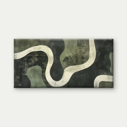 Abstract Green Black Curved Wall Art Canvas Office Home Room Framed 120x60cm
