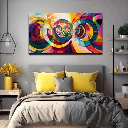 Abstract Circular Modern Wall Art Canvas Office Home Room Framed 120x60cm