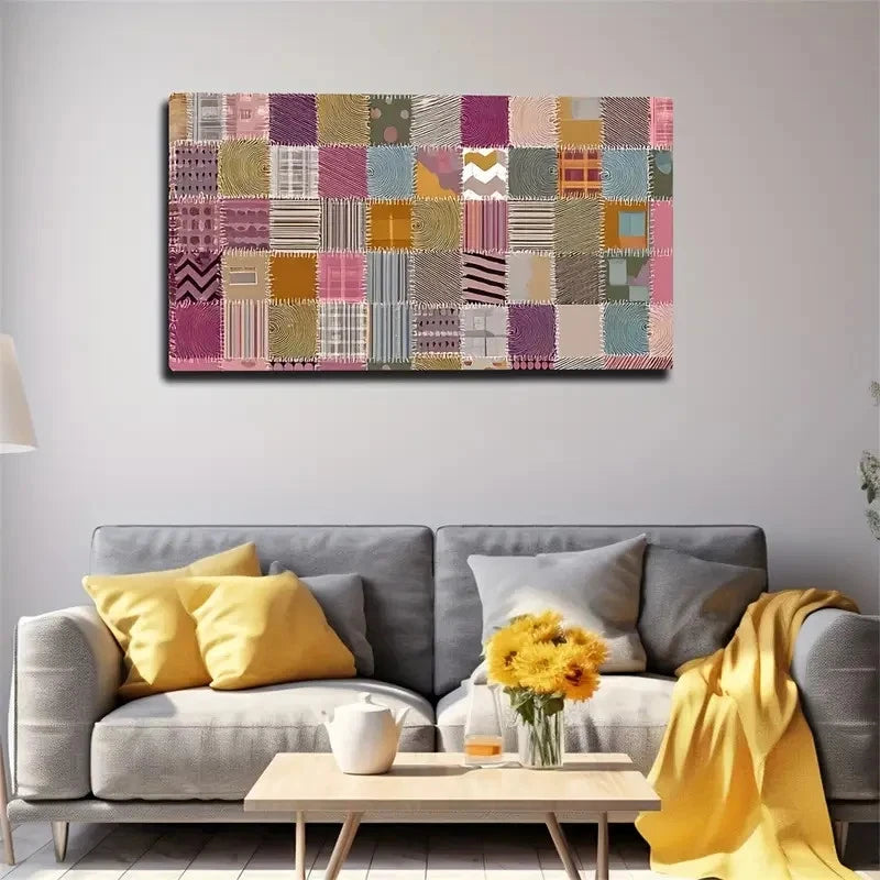 Vibrant Square Color Block Pink Wall Art Canvas Office Home Room Framed 120x60cm