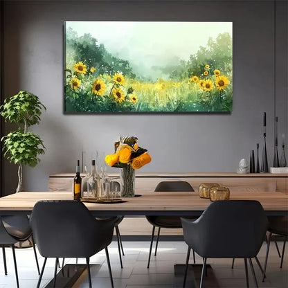 Modern Bohemian Sunflower Field Wall Art Canvas Office Home Room Framed 120x60cm