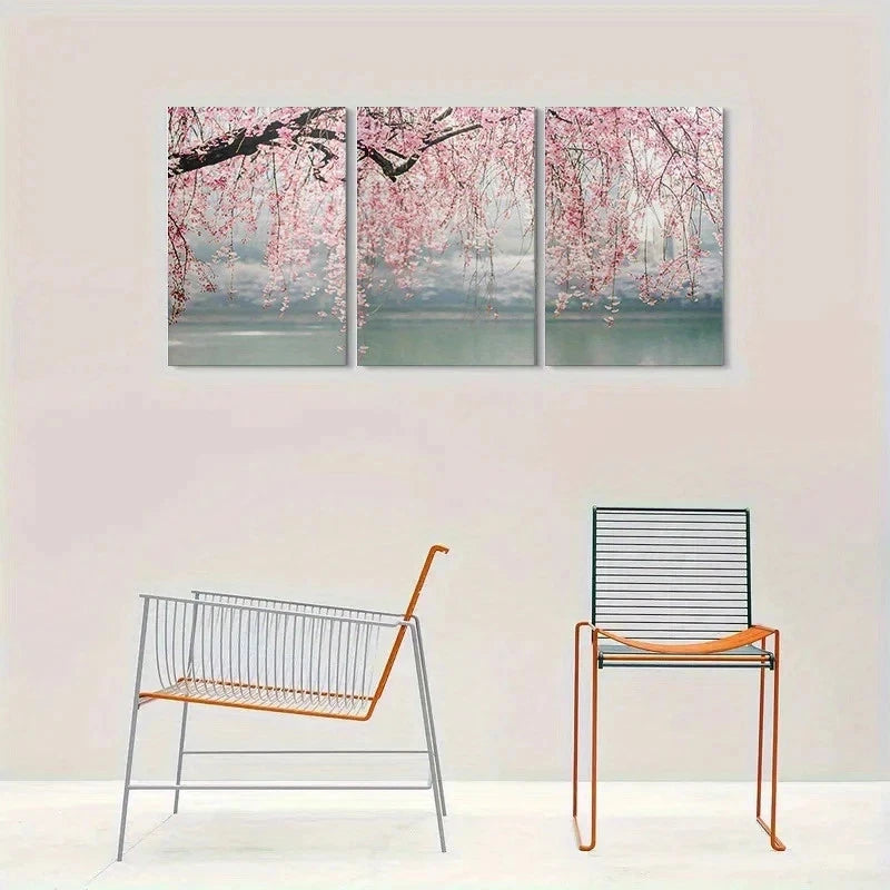 3pcs Cherry Blossom Nature Floral Metal Print Ready to Hang Art - Bella Home Decor