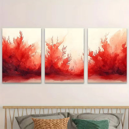 3pcs Red Sea Nature Coral Painting  Wall Art Set Canvas Framed 50x70cm - High Quality Print 100% Australian Made Wall Canvas Ready to Hang