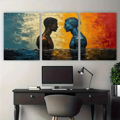 3pcs Vibrant Male Bodies Impasto Men's Body Metal Print Ready to Hang Art - Bella Home Decor