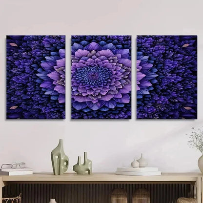 3pcs Mandala Abstract Flower Wall Art Set Canvas Framed 60x90cm - High Quality Print 100% Australian Made Wall Canvas Ready to Hang