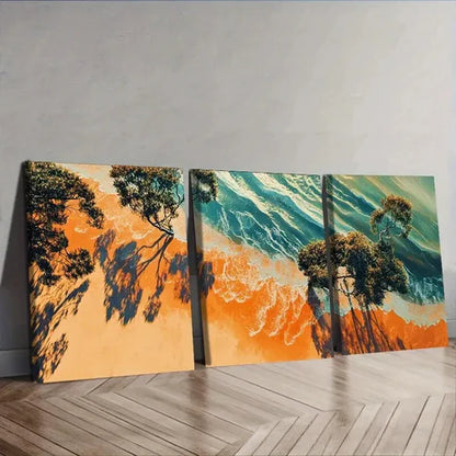 3pcs Aerial view of the sand Wall Art Set Canvas Unframed - High Quality Print 100% Australian Made Wall Canvas - Bella Home Decor