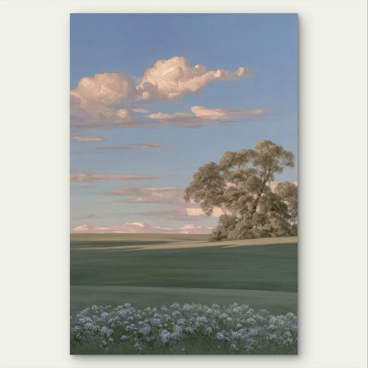 Classical Soft Landscape with Tree Flowers 40x60cm Metal Print Ready to Hang