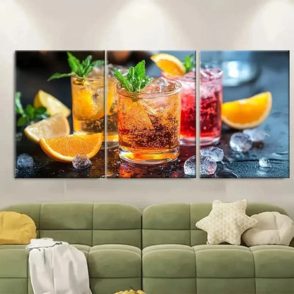 3pcs Cocktail Wall Art Print WQ Wall Art Set Canvas Framed 60x90cm - High Quality Print 100% Australian Made Wall Canvas Ready to Hang - Bella Home Decor