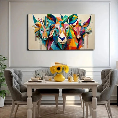 Vibrant Abstract Animal Wall Art Canvas Office Home Room Framed 120x60cm