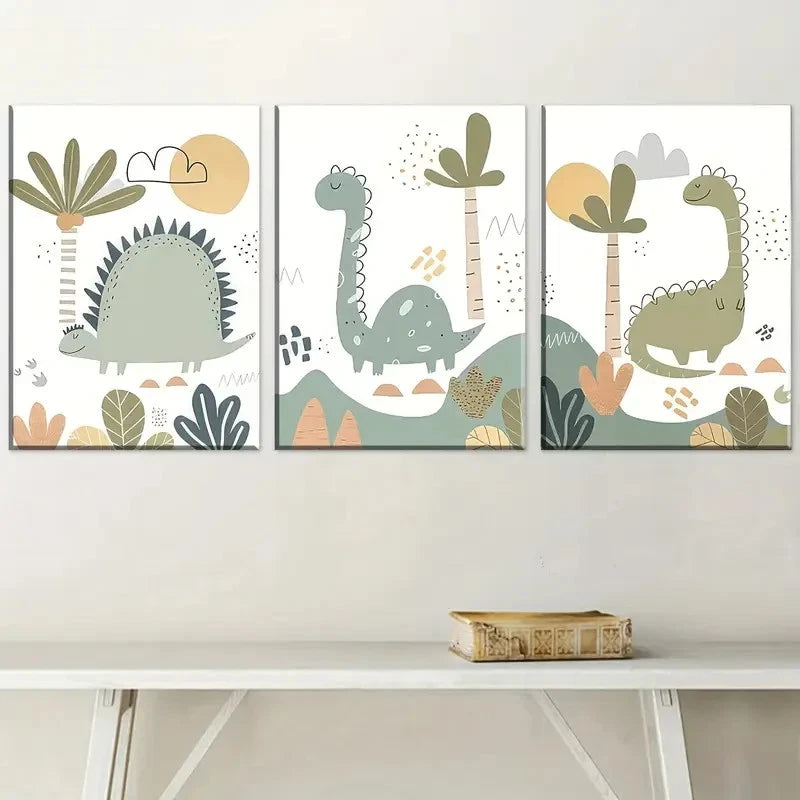 3pcs Cartoon Style Modern Animal Wall Decor Metal Print Ready to Hang Art - Bella Home Decor