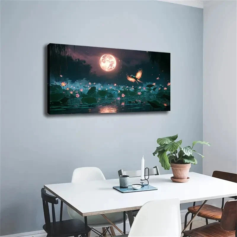 Blooming for Lotus Shimmers Wall Art Canvas Office Home Room Framed 120x60cm - Bella Home Decor