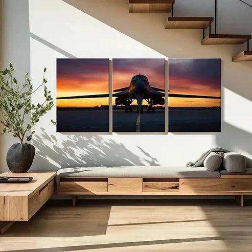 3pcs Military Themed Art Fighter Jets  Wall Art Set Canvas Unframed - High Quality Print 100% Australian Made Wall Canvas