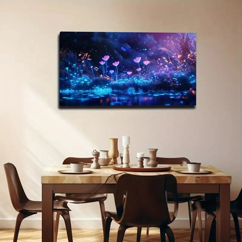 Glowing Heart Flower Grow Wall Art Canvas Office Home Room Framed 120x60cm