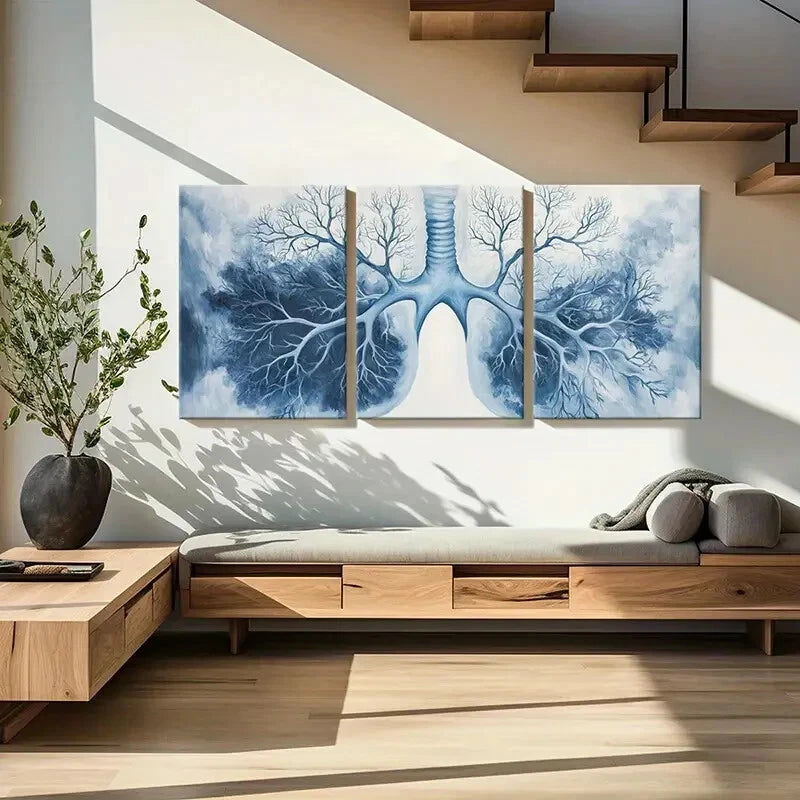 3pcs Lungs Tree Branches Abstract Metal Print Ready to Hang Art - Bella Home Decor