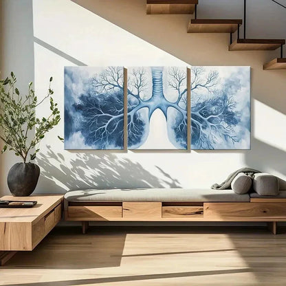 3pcs Lungs Tree Branches Abstract Metal Print Ready to Hang Art - Bella Home Decor