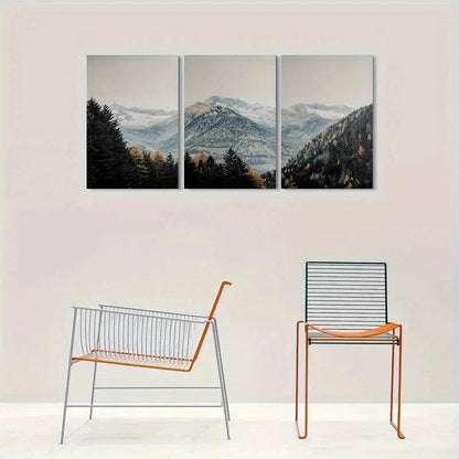 3pcs Scenic Mountain Nature Snowy Metal Print Ready to Hang Art - Bella Home Decor