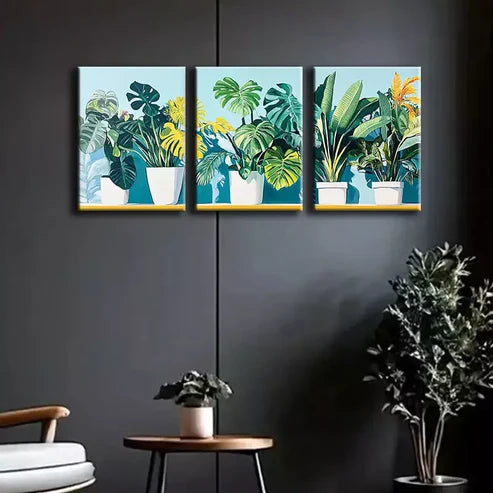 3pcs Luxurious Green  Art Canvas Unframed - High Quality Print 100% Australian Made Wall Canvas