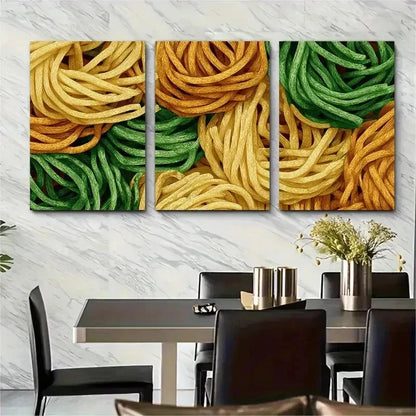 3pcs More Pasta Green Kitchen Perfect Wall Art Set Canvas Framed 50x70cm - High Quality Print 100% Australian Made Wall Canvas Ready to Hang