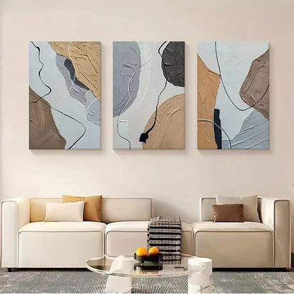 3pcs Abstract Art Prints, Modern Vintage Style Canvas Framed 40x60cm - High Quality Print 100% Australian Made Wall Canvas Ready to Hang - Bella Home Decor