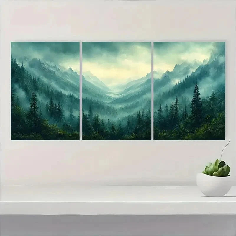3pcs Watercolor Landscape Serene Landscape Metal Print Ready to Hang Art - Bella Home Decor