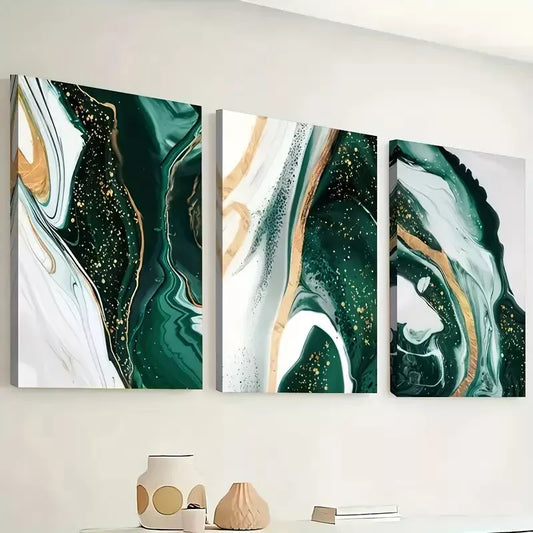 3pcs Marble Patterned Abstract Ink Wall Art Set Canvas Framed 40x60cm - High Quality Print 100% Australian Made Wall Canvas Ready to Hang