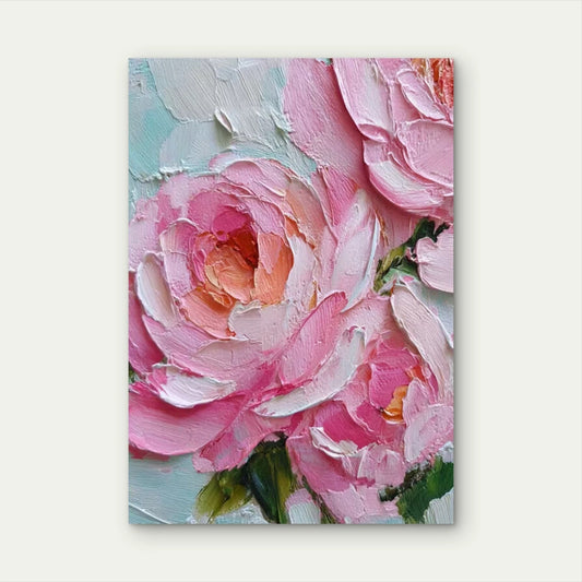 Pastel Pink Floral Painting 60x90cm Metal Print Ready to Hang