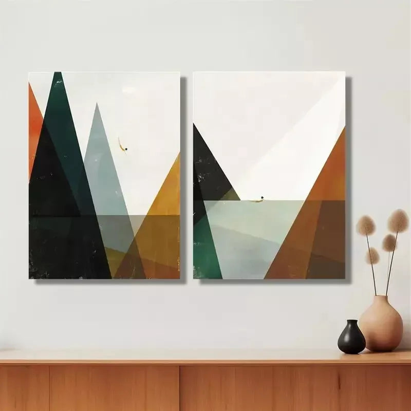 2pcs Minimalist Geometric, Nordic Style Abstract Canvas Framed 50x75cm - High Quality Print 100% Australian Made Wall Canvas Ready to Hang - Bella Home Decor