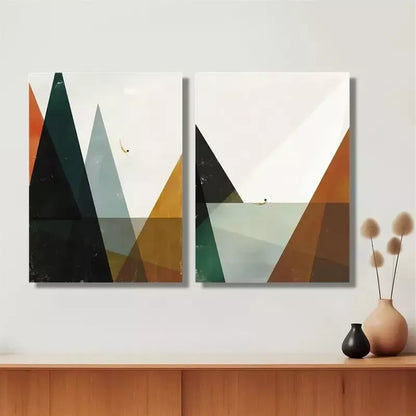 2pcs Minimalist Geometric, Nordic Style Abstract Canvas Framed 50x75cm - High Quality Print 100% Australian Made Wall Canvas Ready to Hang - Bella Home Decor