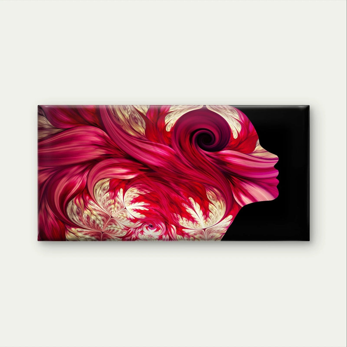 Feminine Silhouette with Floral Hair Wall Art Canvas Office Home Framed 120x60cm