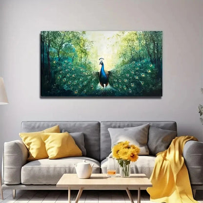 Bohemian Peacock Perfect Wall Art Canvas Office Home Room Framed 120x60cm