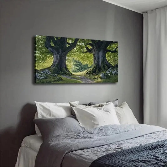 Two Ancient Trees Minimalist Wall Art Canvas Office Home Room Framed 120x60cm