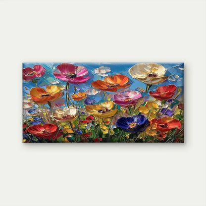 Abstract Tulip Flower Field Wall Art Canvas Office Home Room Framed 120x60cm