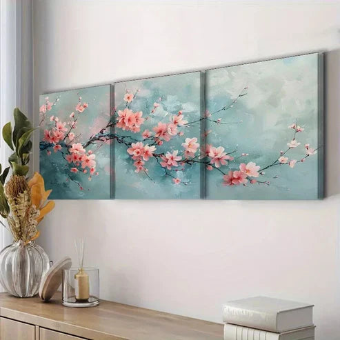 3pcs Cherry Tree Flowers Nature Wall Art Canvas Unframed - High Quality Print 100% Australian Made Wall Canvas - Bella Home Decor