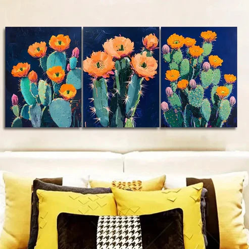 3pcs Night cactus Wall Art Set Canvas Unframed - High Quality Print 100% Australian Made Wall Canvas