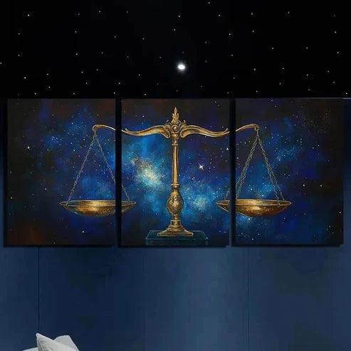 3pcs Galaxy Scale of Justice Triptych Wall Art Canvas Unframed - High Quality Print 100% Australian Made Wall Canvas - Bella Home Decor