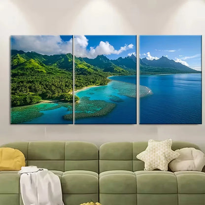 3pcs Vibrant Tropical Beach Scenes Metal Print Ready to Hang Art