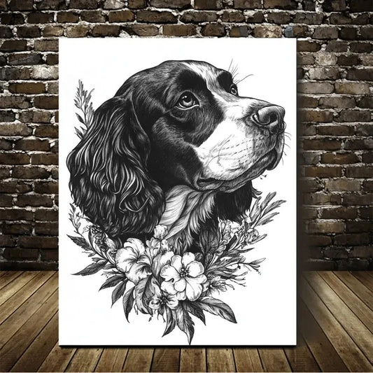 Beautiful Spaniel Suitable Painting 40x60cm Metal Print Ready to Hang - Bella Home Decor