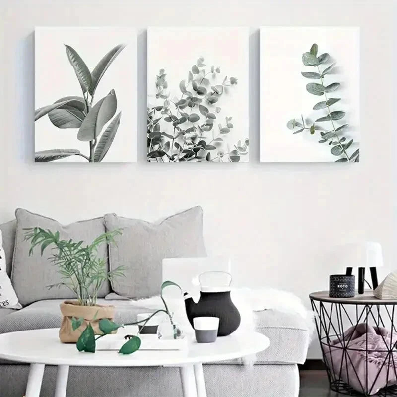 3pcs Rubber Green Plant Botanical Metal Print Ready to Hang Art