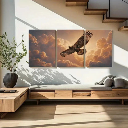 3pcs Set of Eagle Soaring Sky Modern Wildlife Metal Print Ready to Hang Art - Bella Home Decor