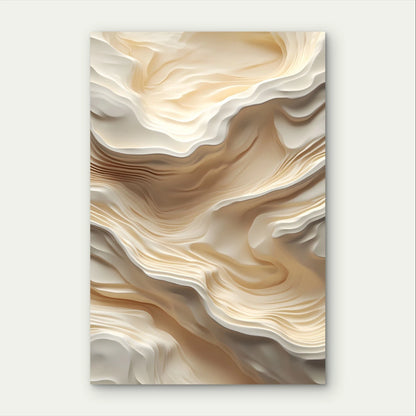 Neutral 3D Layered Paper Cut Abstract Beige 40x60cm Metal Print Ready to Hang