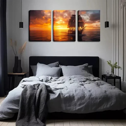 3pcs Vibrant Seascape Painting Wall Art Canvas Unframed - High Quality Print 100% Australian Made Wall Canvas